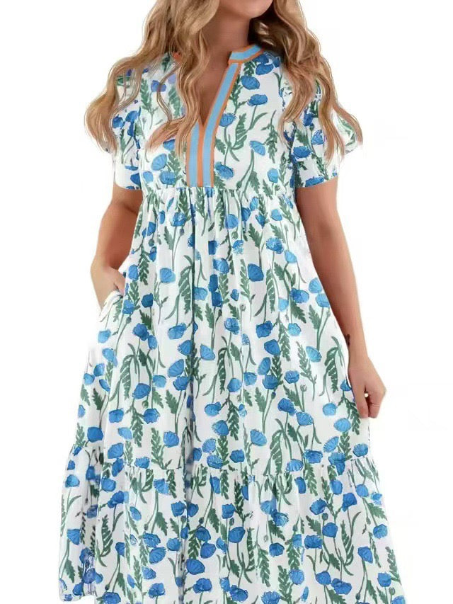 R1602 Summer Floral Long Dress