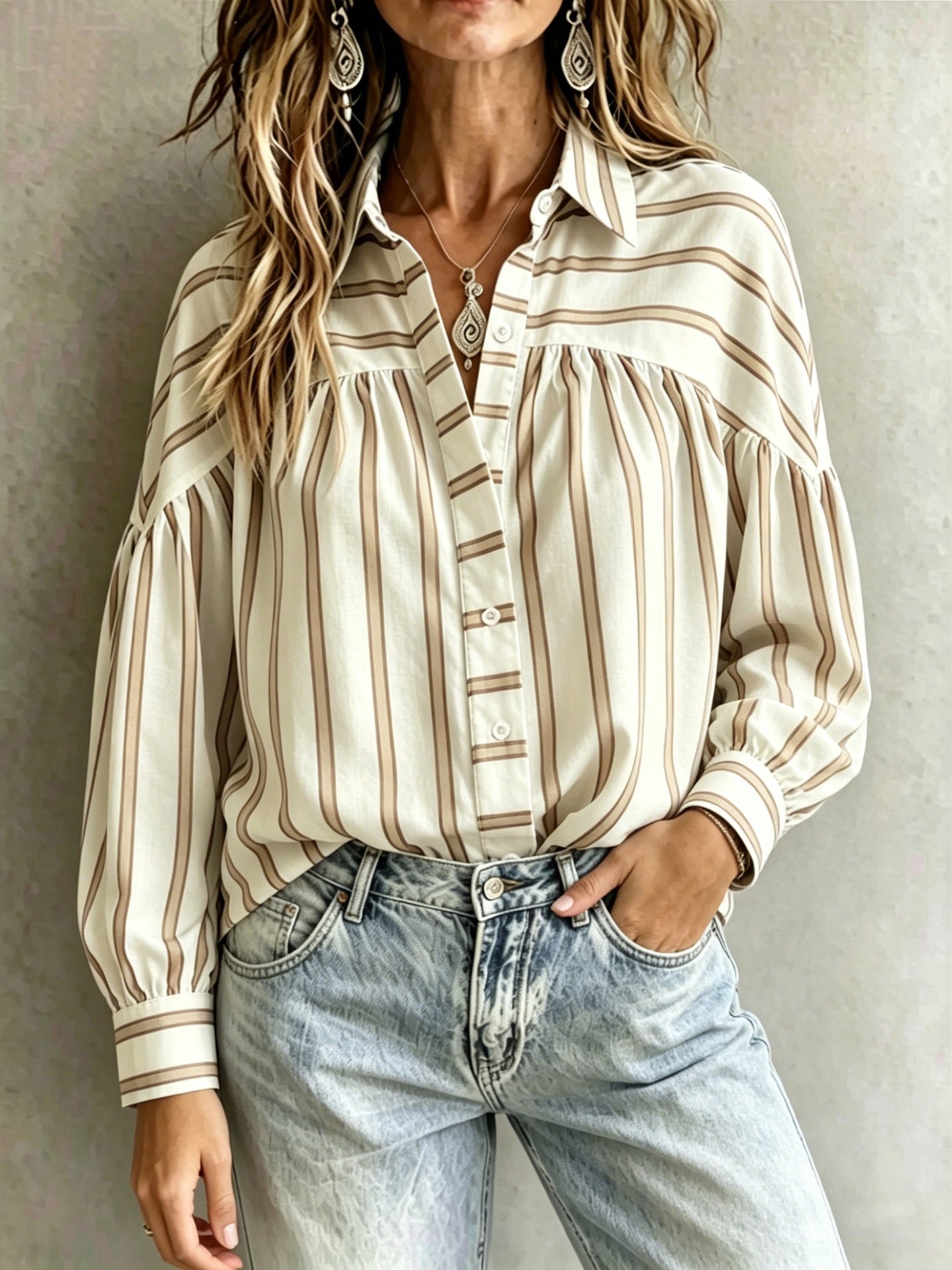 R1623 Long Sleeve Stripe Shirt