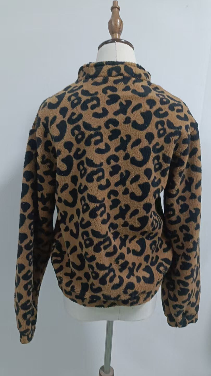 R1213 Polar Fleeced Leopard Jacket