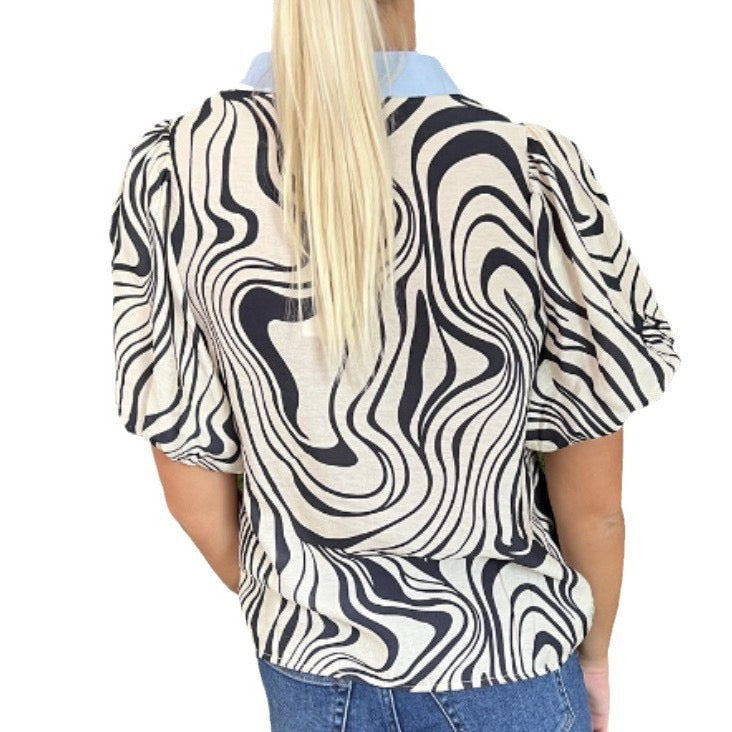 R1606 Zebra Print Blouse