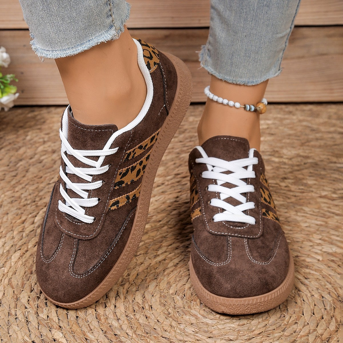 R1250 Leopard Faux Suede Coffee Shoes