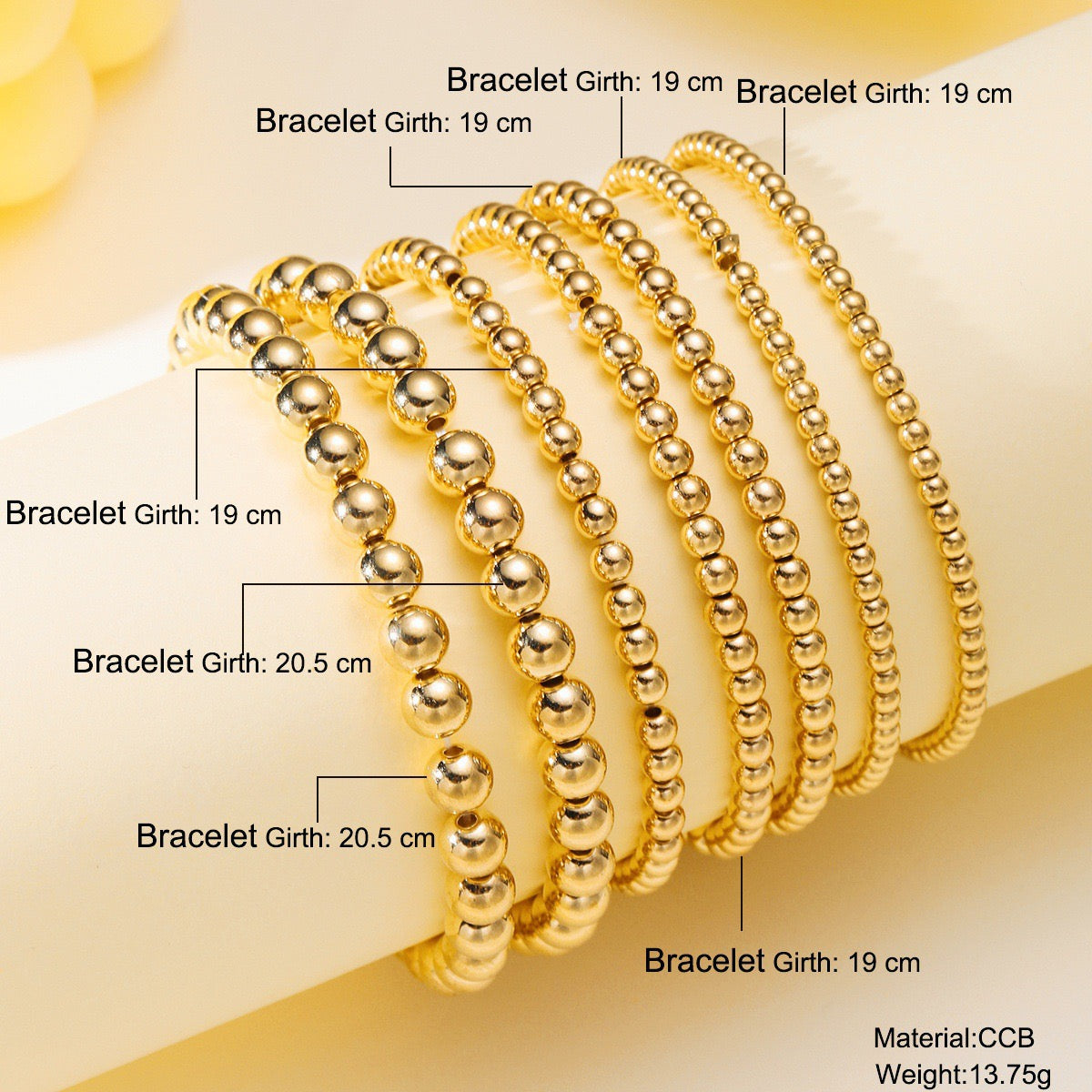 R1260 7pcs Minimalist Plated Beaded Bracelet