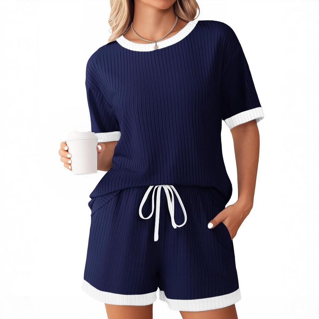 R1312 Summer Casual Two Pieces Pajama Set Homewear.