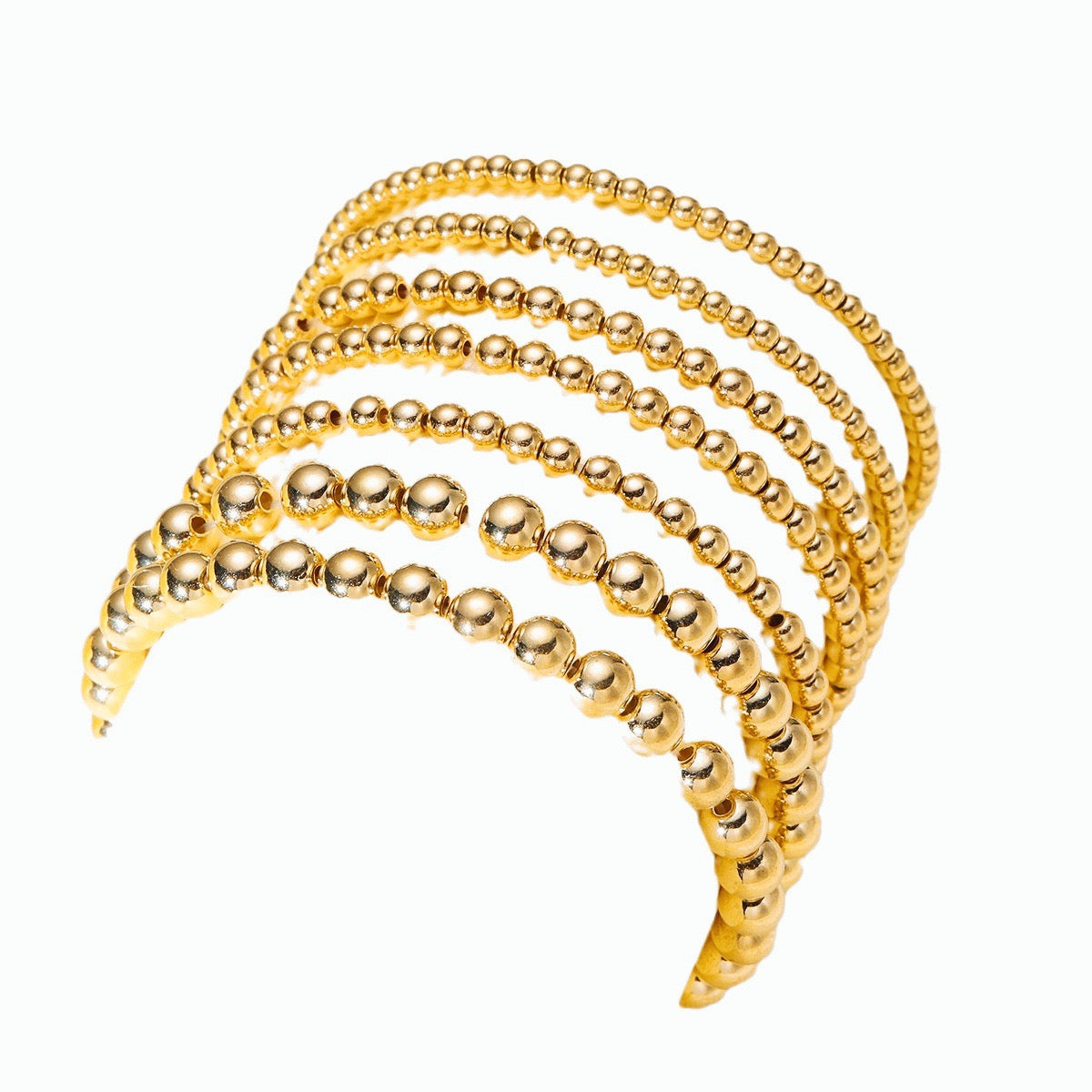 R1260 7pcs Minimalist Plated Beaded Bracelet
