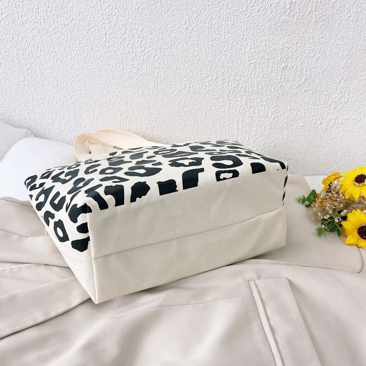 R1248 Leopard Print Canvas Tote Bag