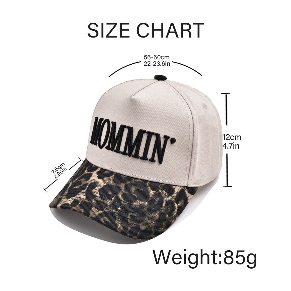 R1304 MOMMIN Embroidered Leopard Contrast Brim Baseball Cap