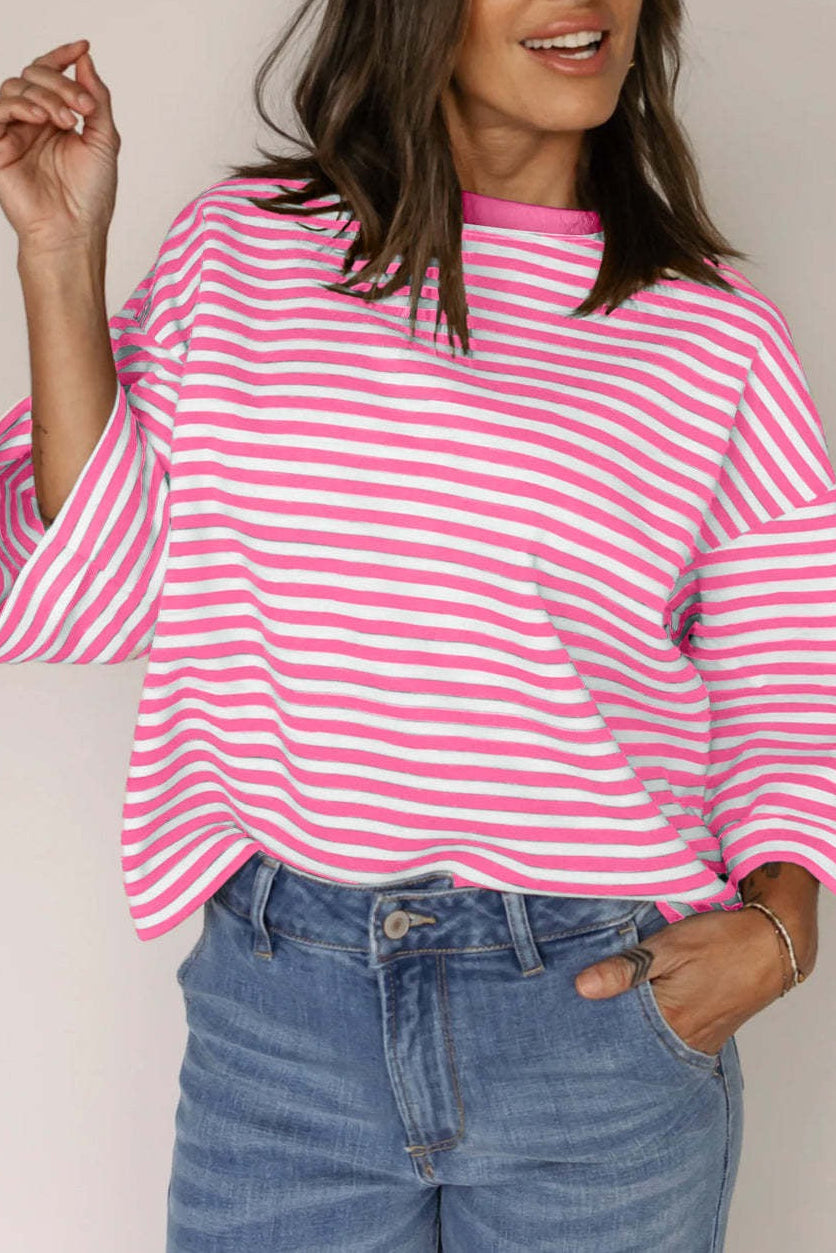 R1257 Bowknot Cutout Back Stripe Shirt