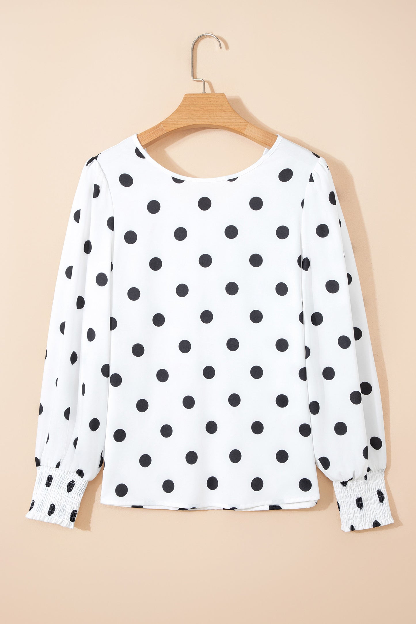 R1280 Long Sleeve Polka Dot Print Blouse
