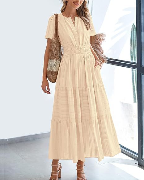 D5479 Solid Color Ruffle Dress Big Hem Long Dress