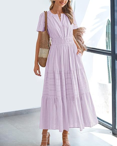 D5479 Solid Color Ruffle Dress Big Hem Long Dress