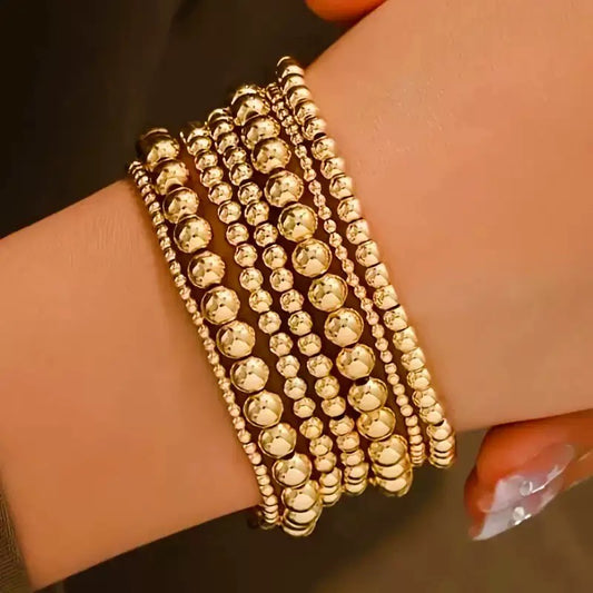 R1260 7pcs Minimalist Plated Beaded Bracelet
