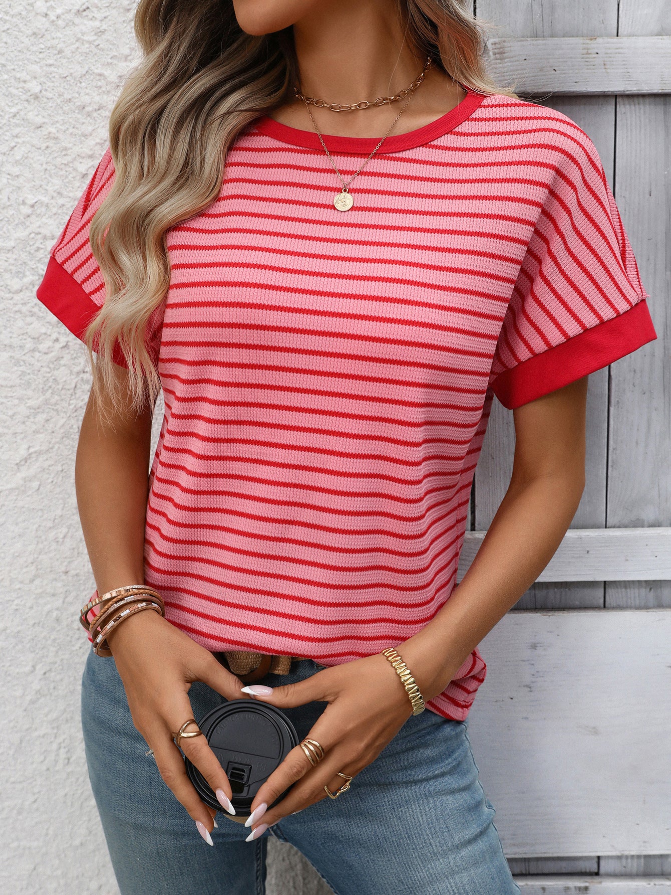 D5400 Short Sleeve Stripe T Shirt