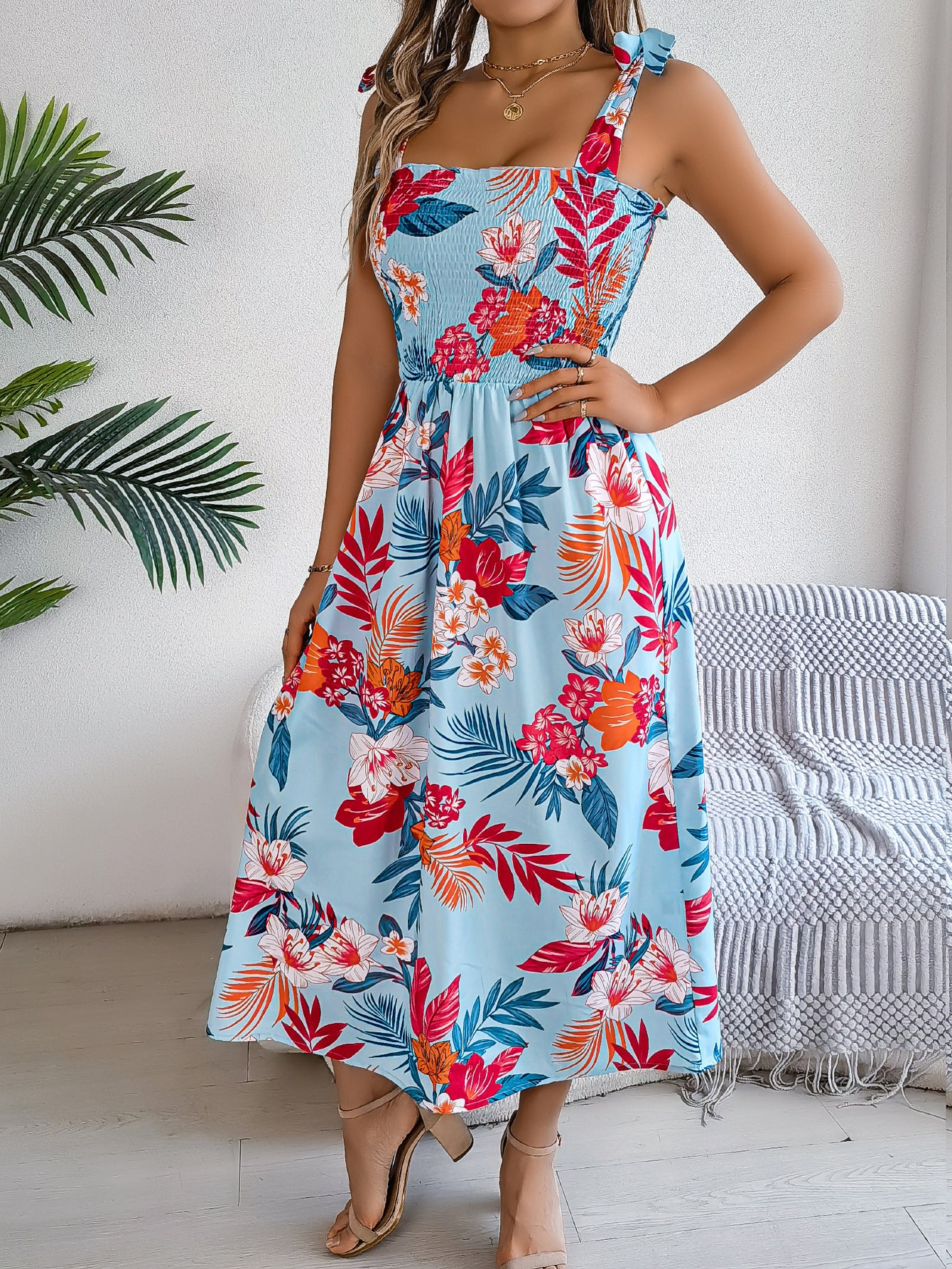 D5424 New Wrap Waist Bohemian Beach Sundress