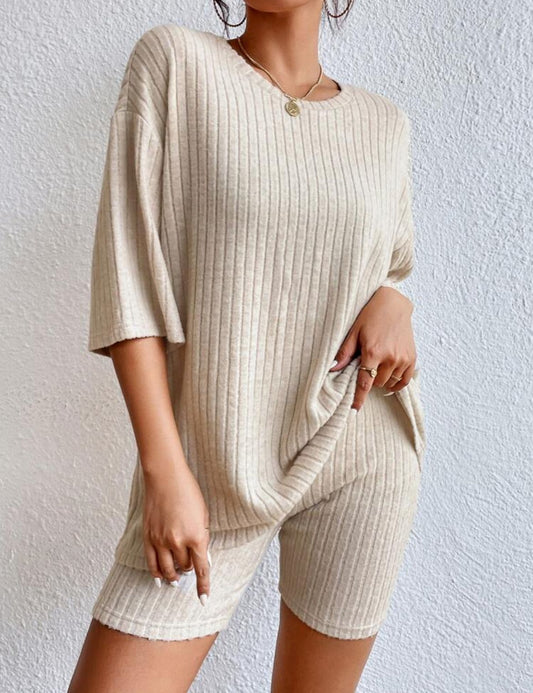D5467 Spring Two Pieces Ribbed Set