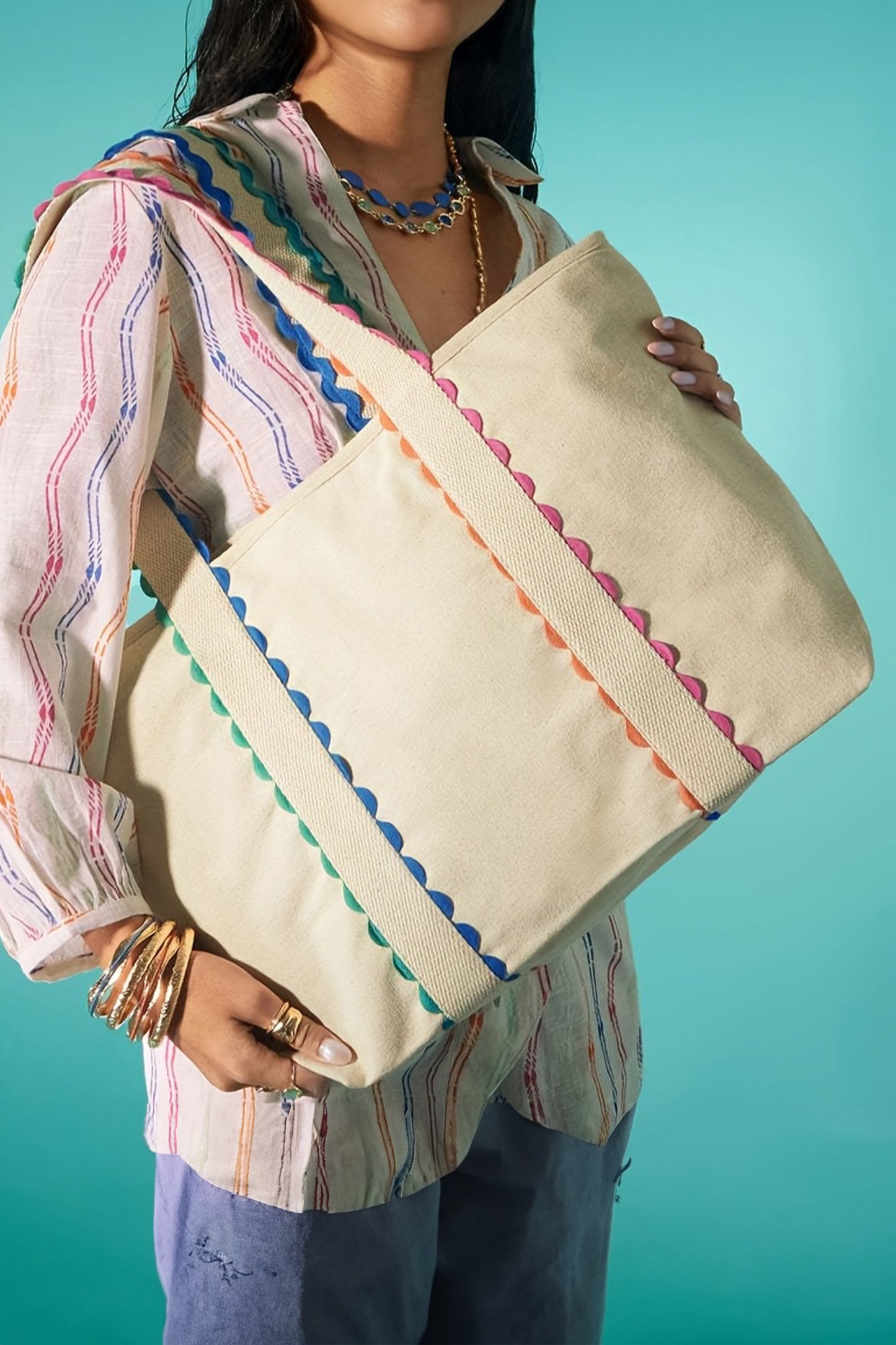 R1191 Ricrac Canvas Tote Bag