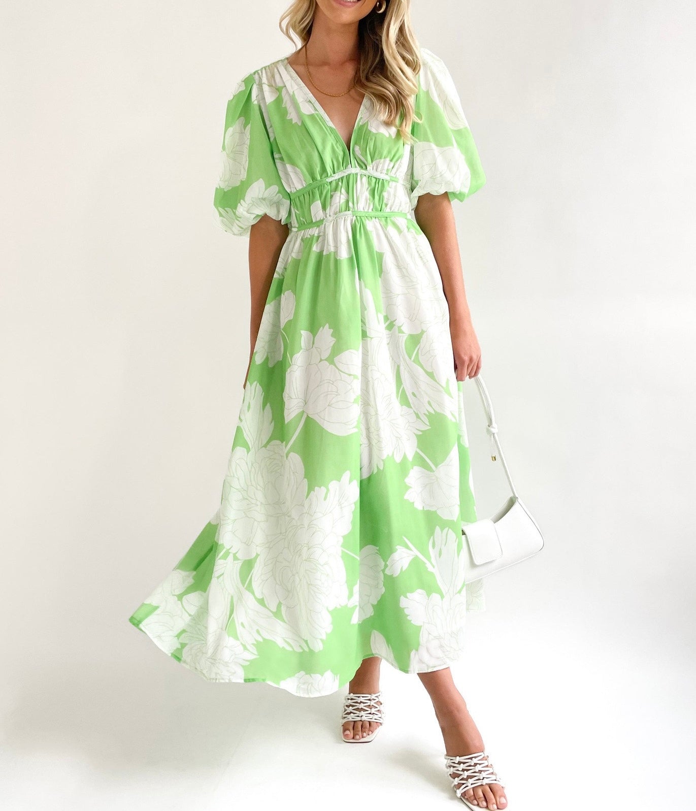 R1309 Summer Floral Print Long Dress
