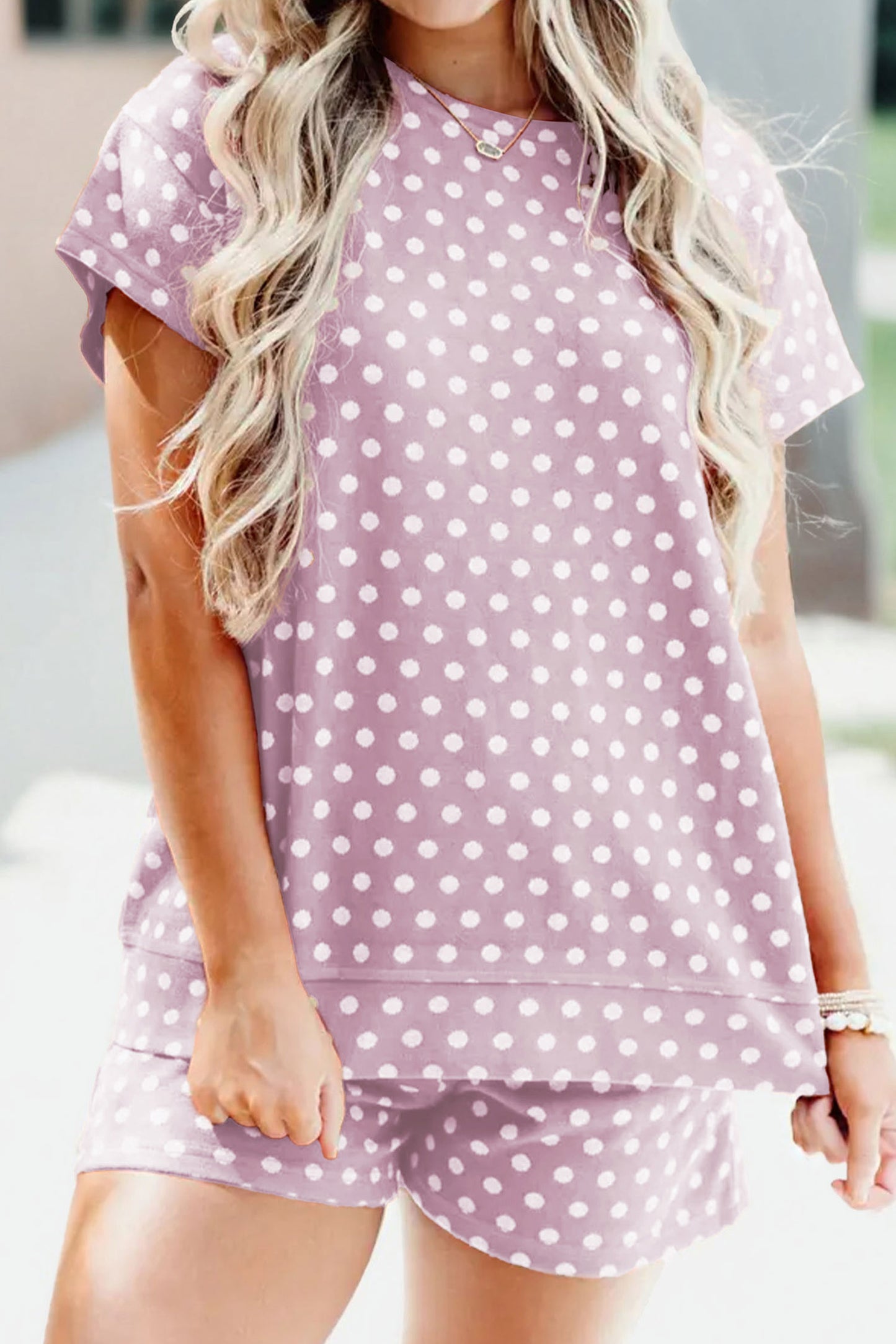 R1334 Polka Dot Print Short Set