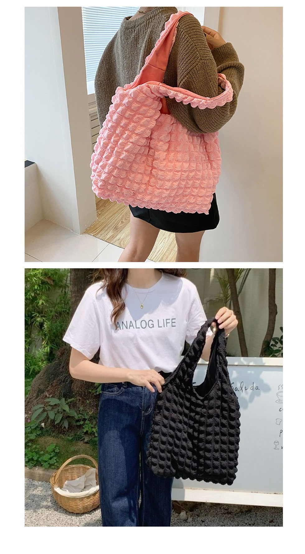 R1236 Puffy Textured Tote Bag