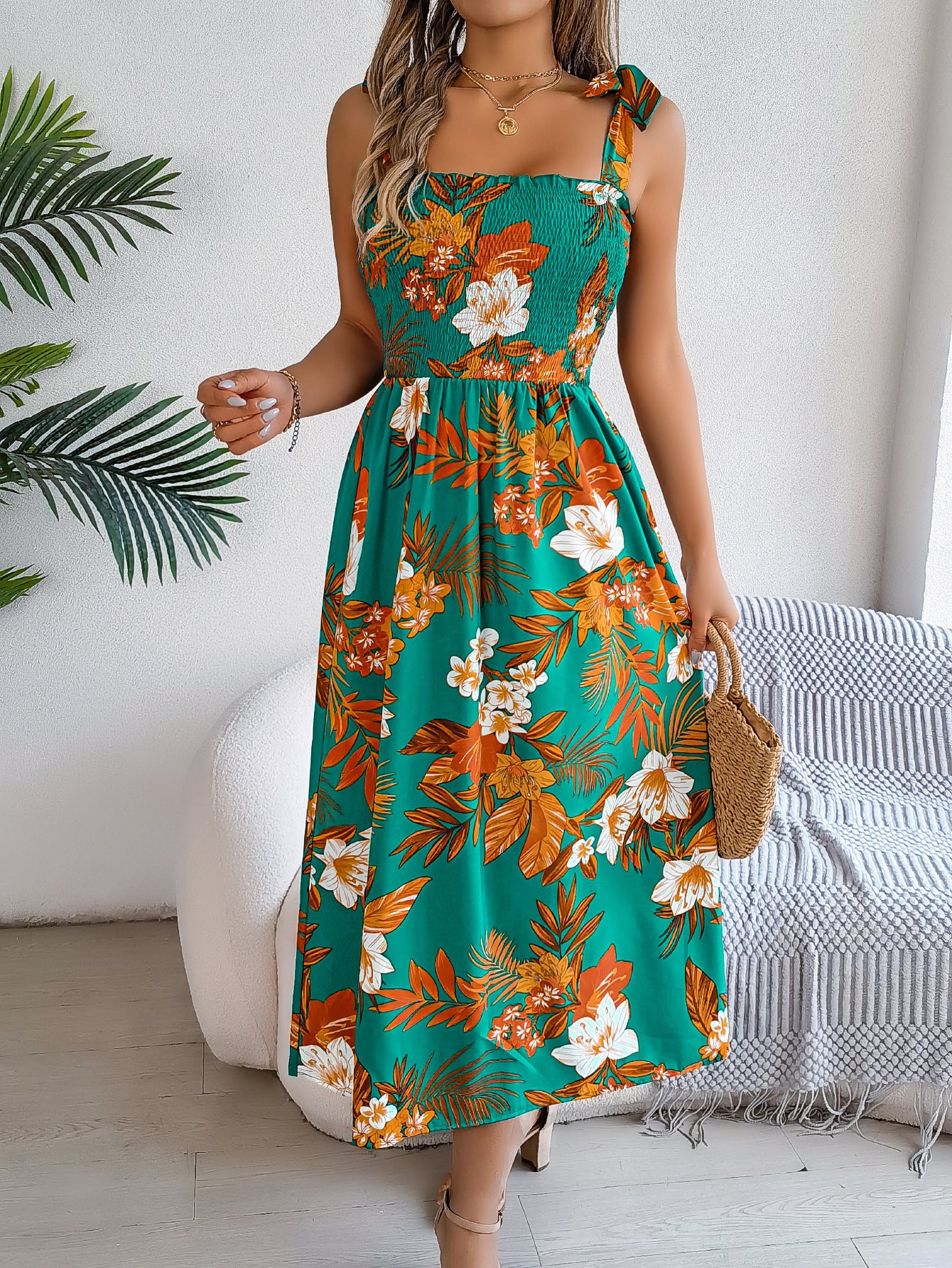 D5424 New Wrap Waist Bohemian Beach Sundress