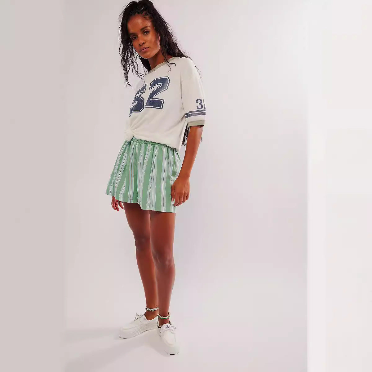 D5462 Summer Stripe Pocket Shorts