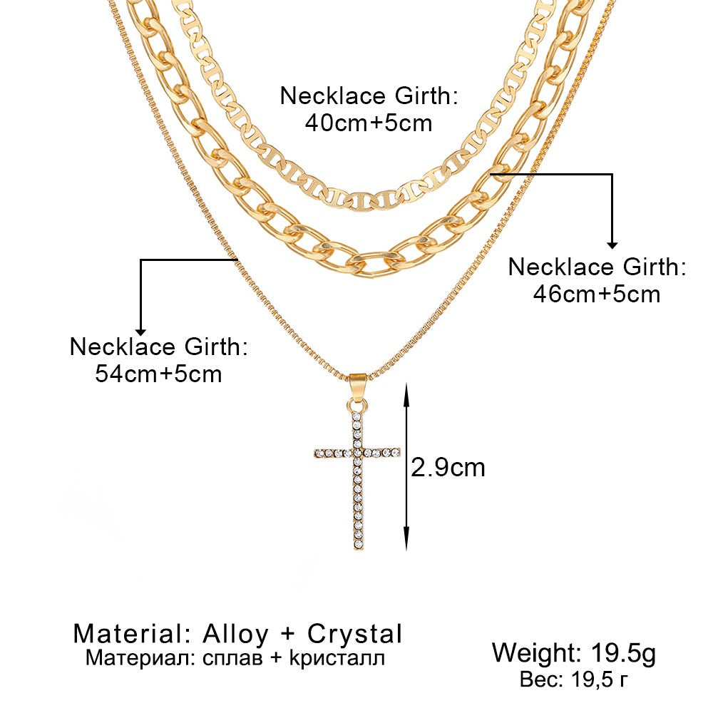 R1259 Gold Multi Layer Stacked Chains Necklace