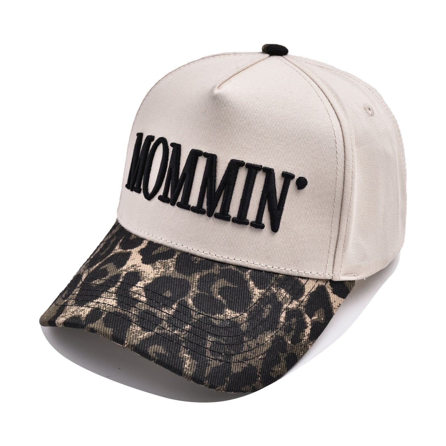 R1304 MOMMIN Embroidered Leopard Contrast Brim Baseball Cap