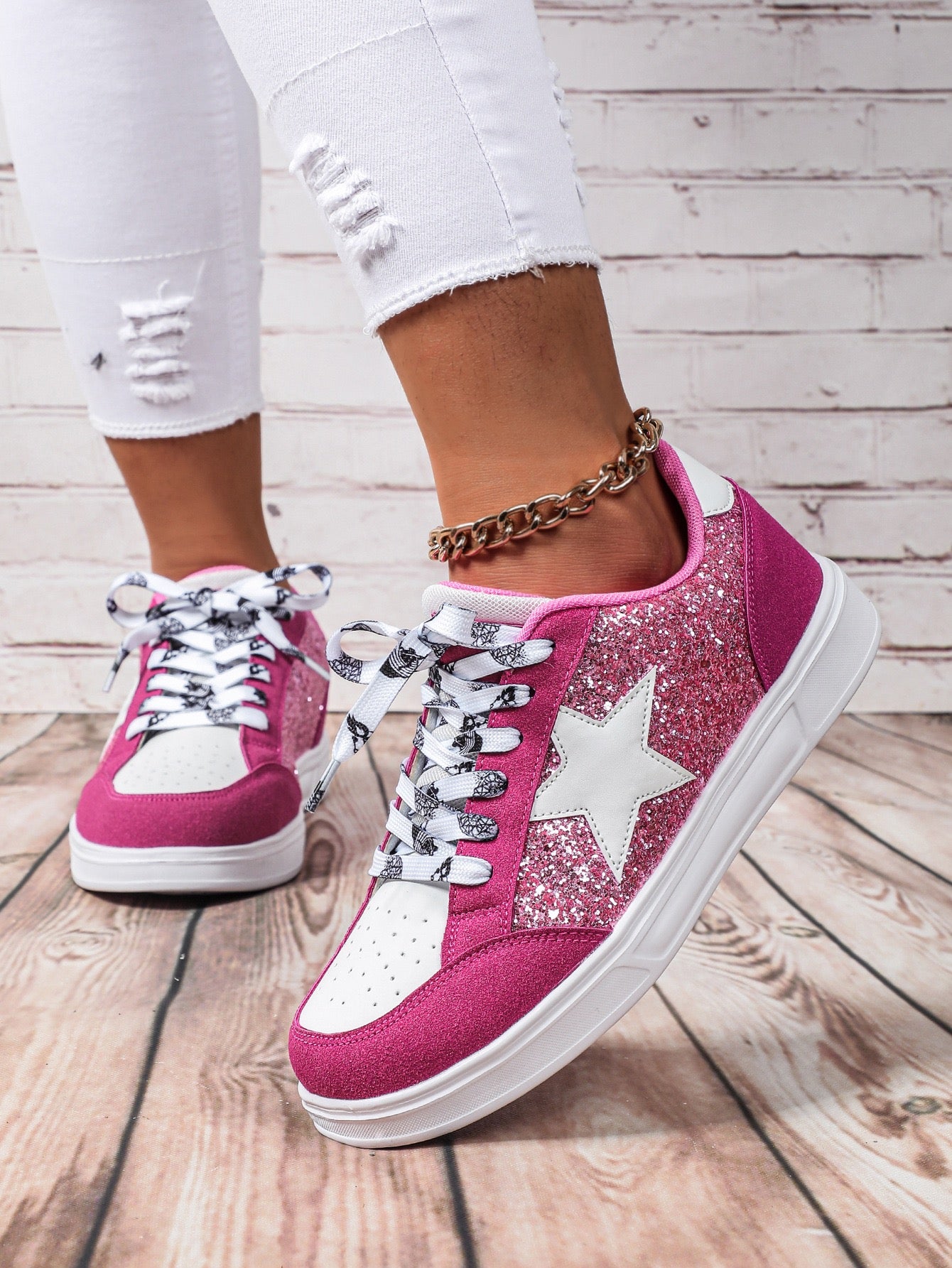 R1190 Glitter Star Flat Shoes