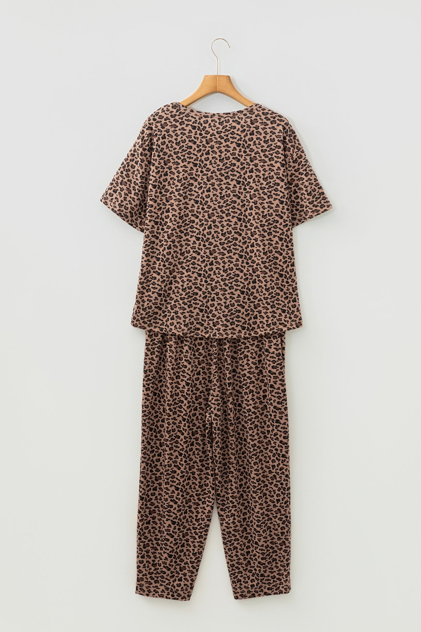 R1195 Short Sleeve Leopard Pants Set