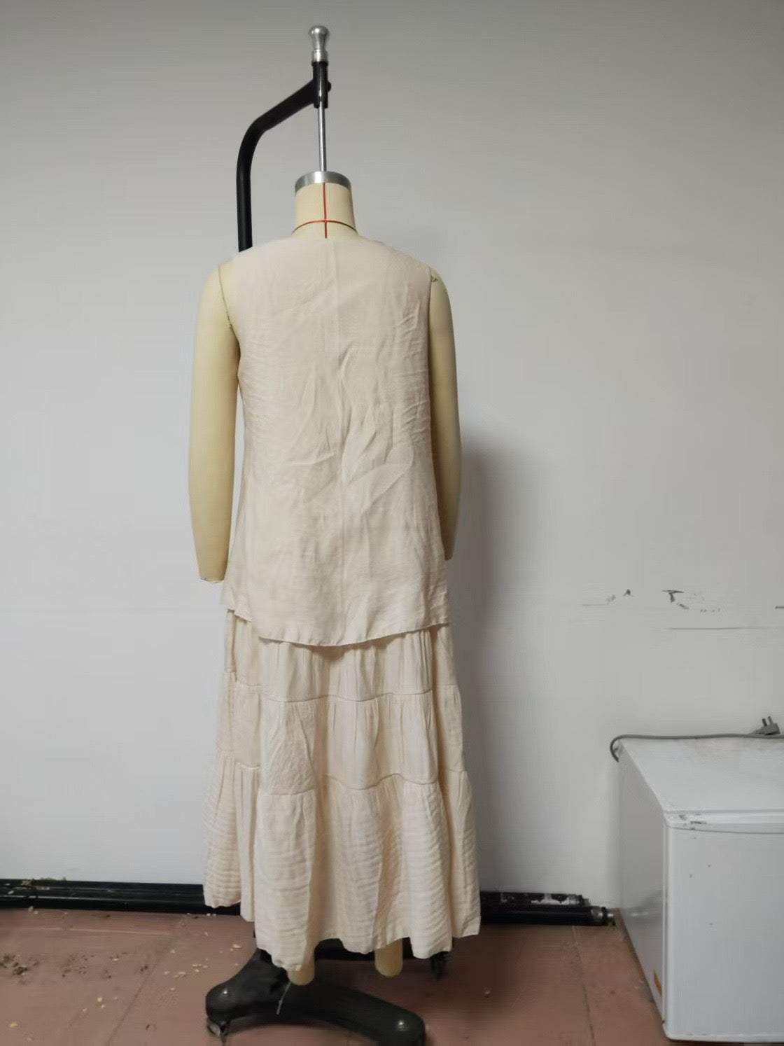 R1264 Linen Two Pieces Long Skirts Set