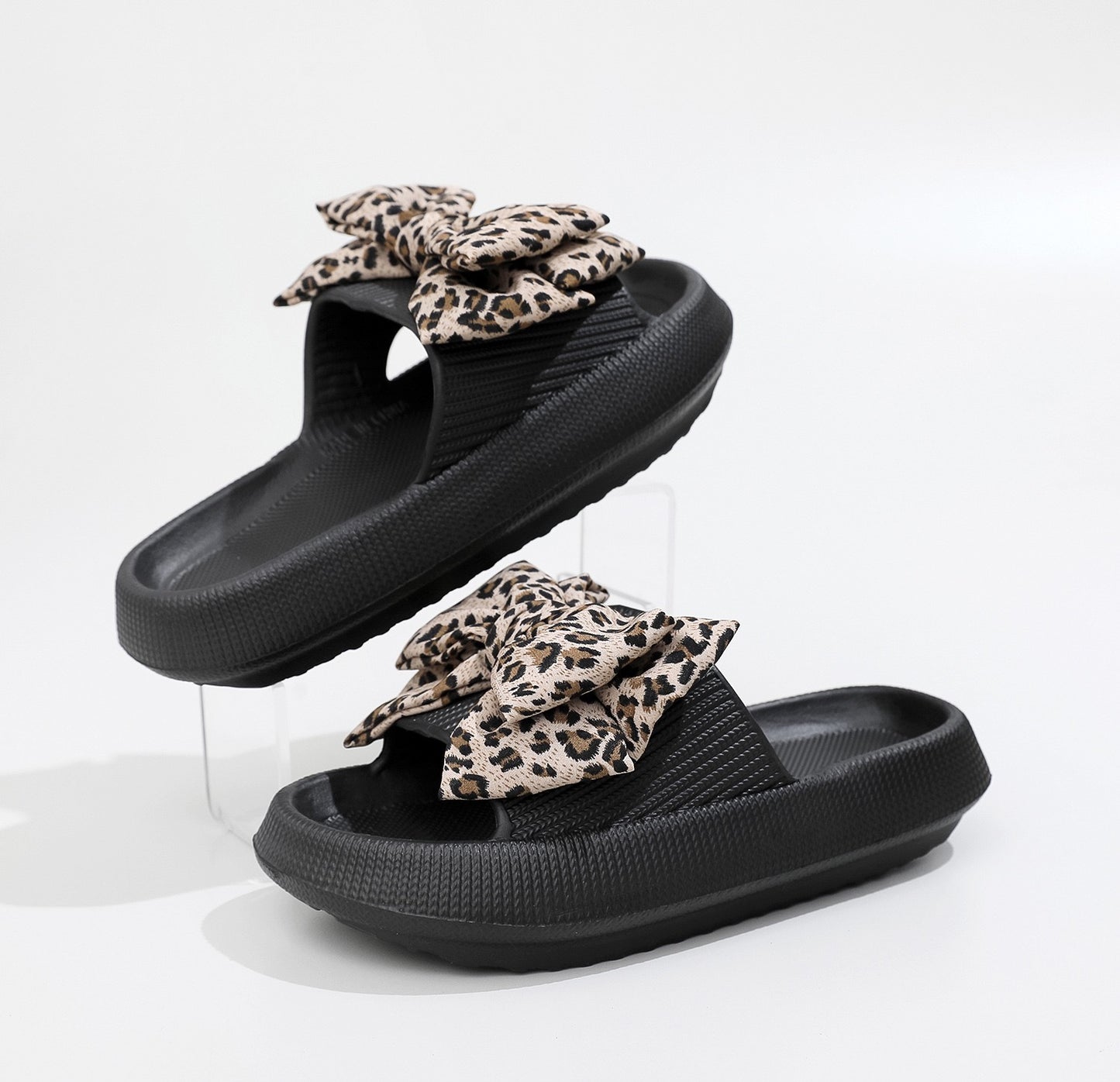 R1269 Leopard Bow Decor Slippers