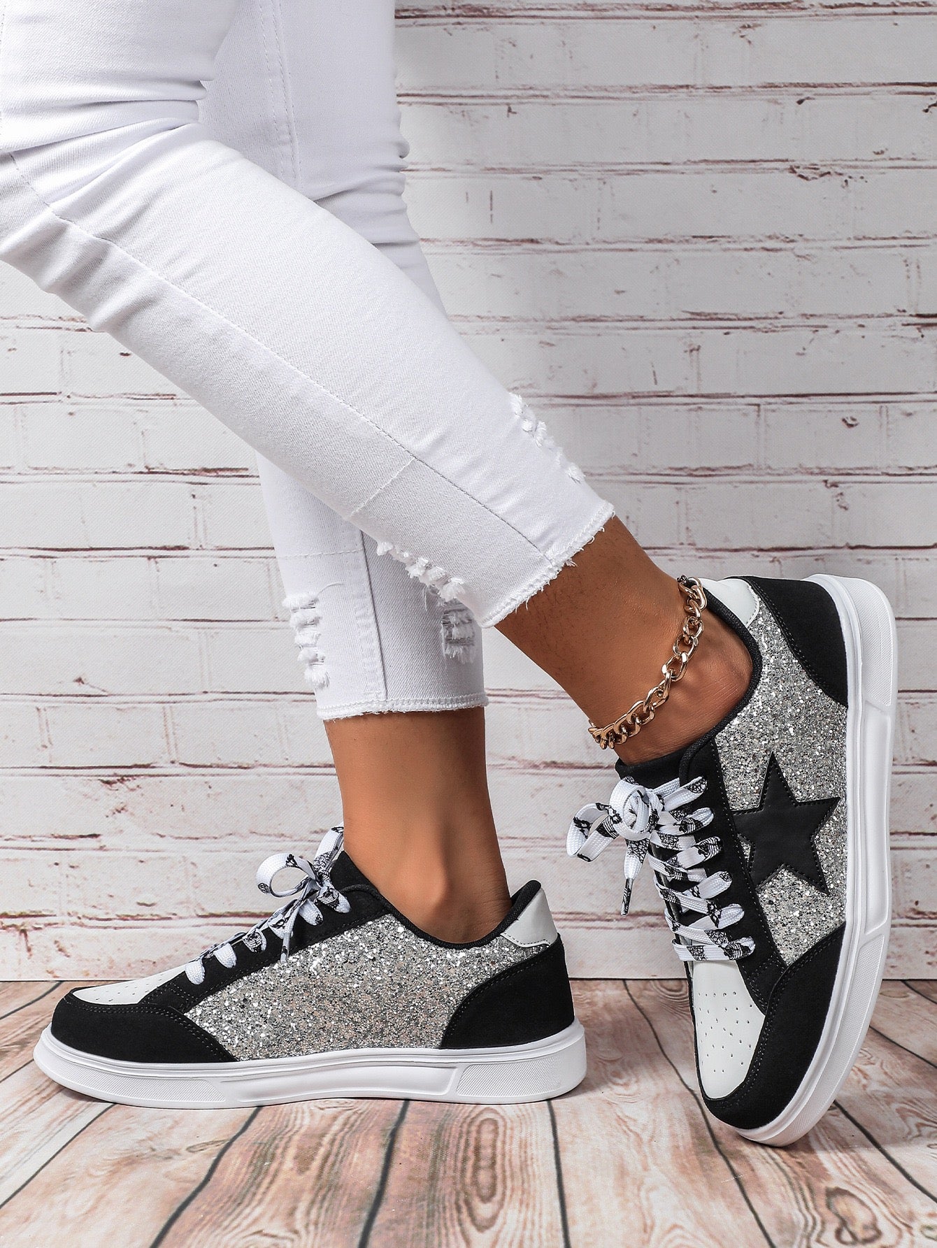 R1190 Glitter Star Flat Shoes