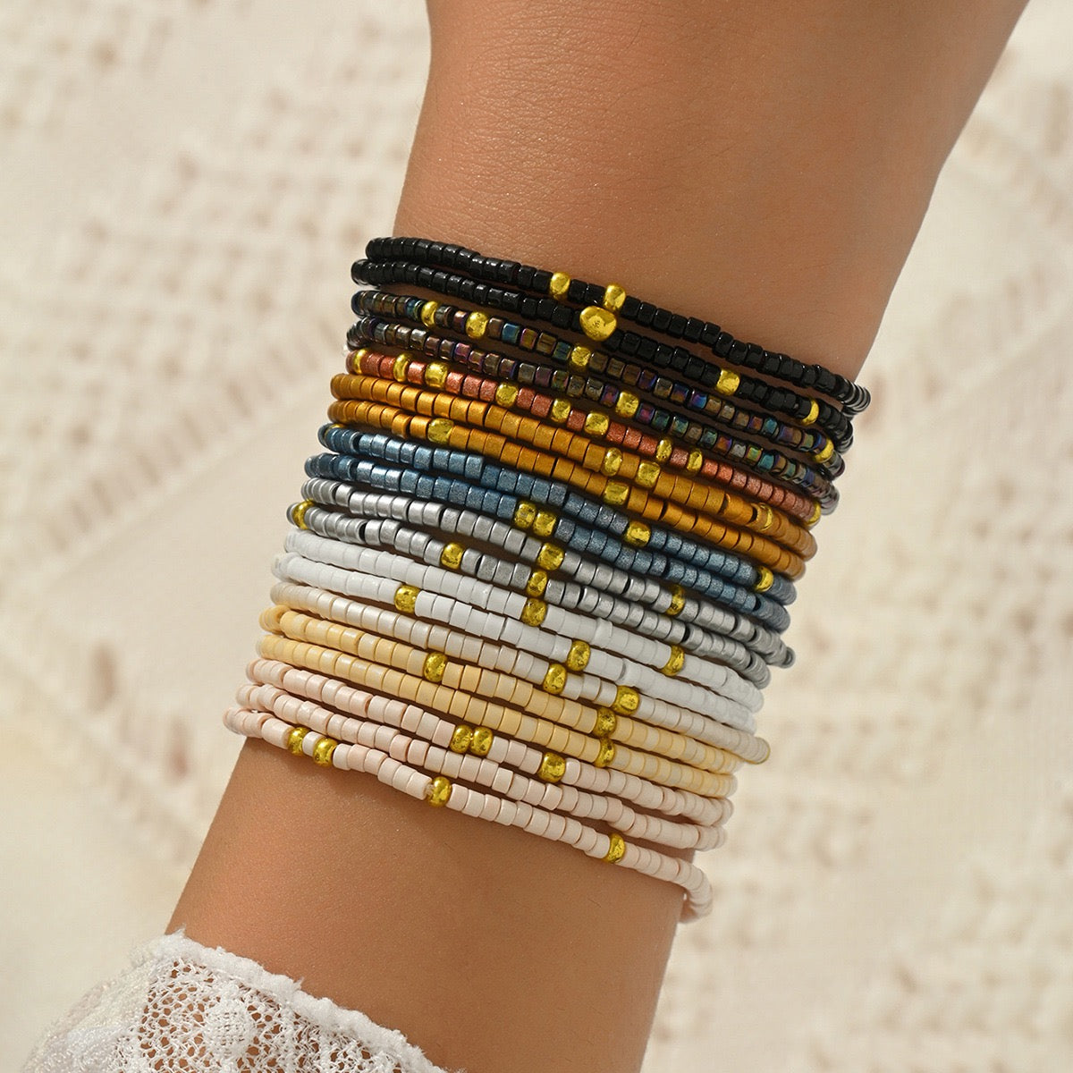 R1234 19pcs Boho Stretchy Bracelet Set