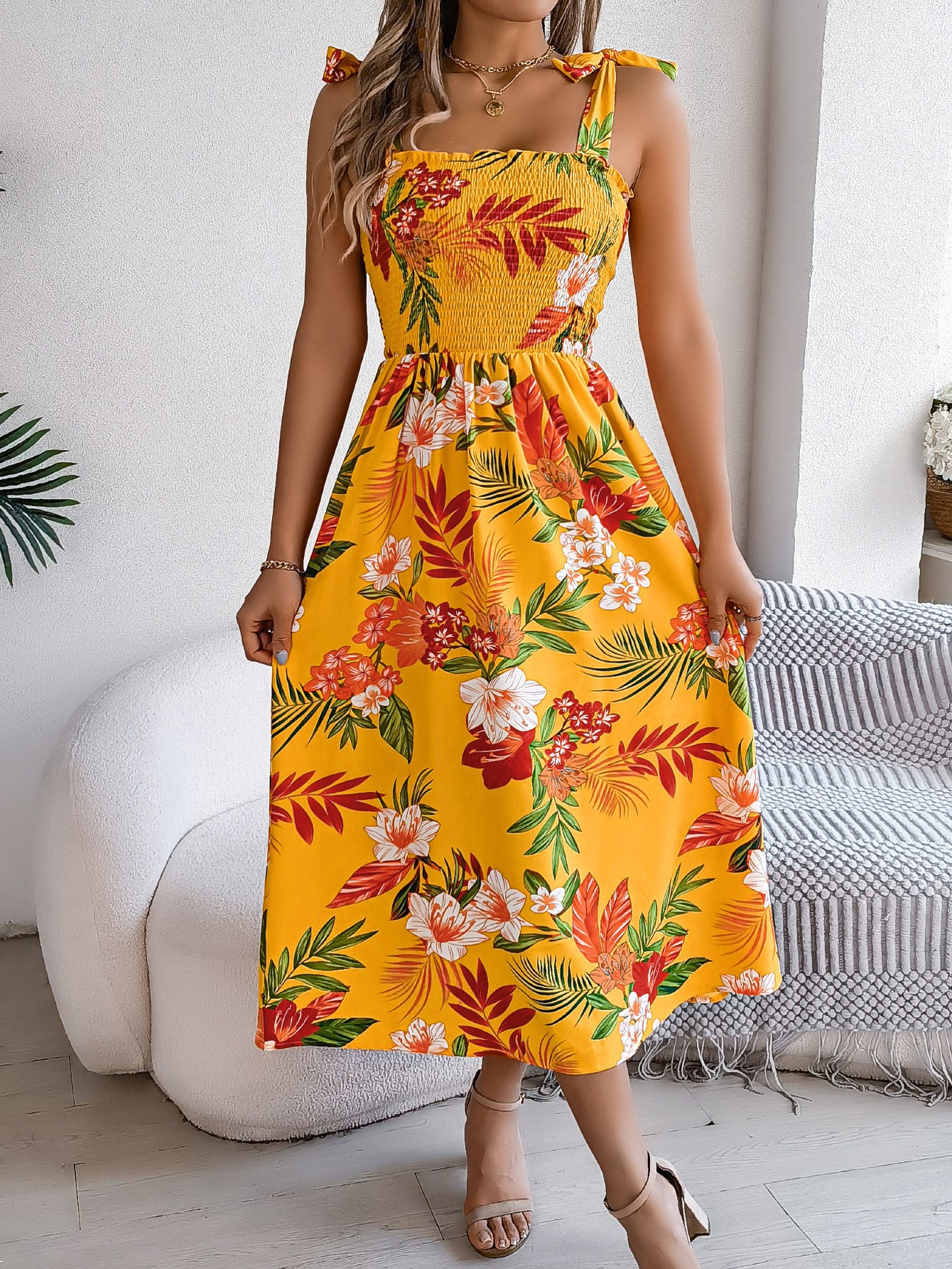 D5424 New Wrap Waist Bohemian Beach Sundress