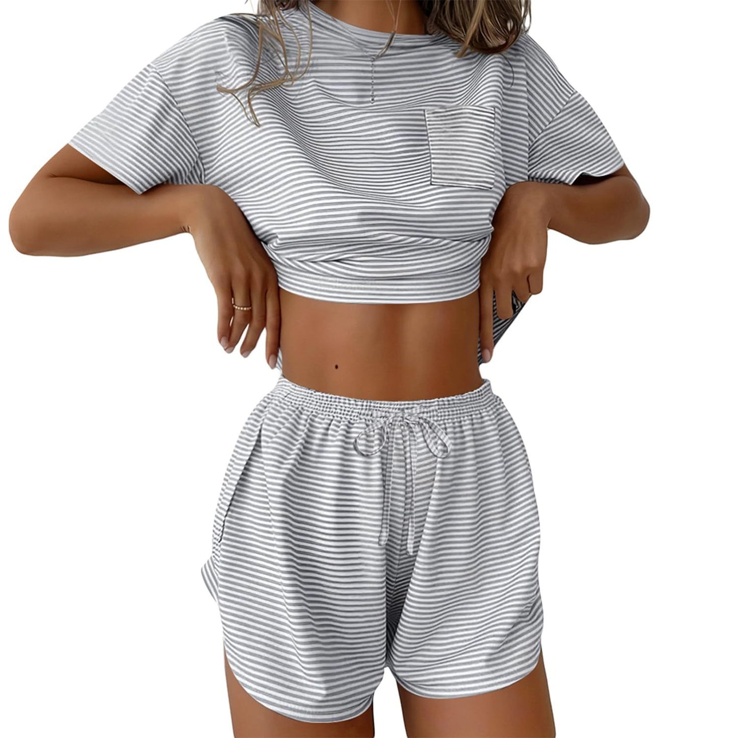 D5386 Leopard Print Short Sleeve Pajamas Set