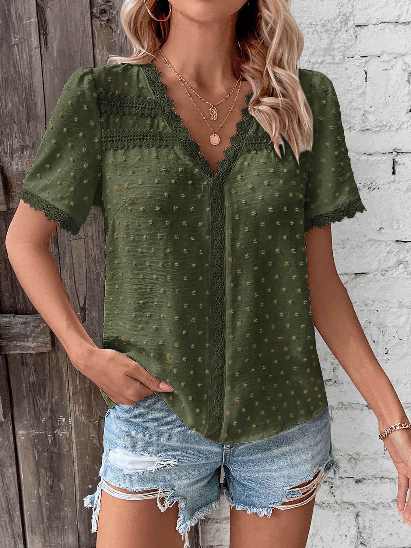D5514 Lace Chiffon Shirt