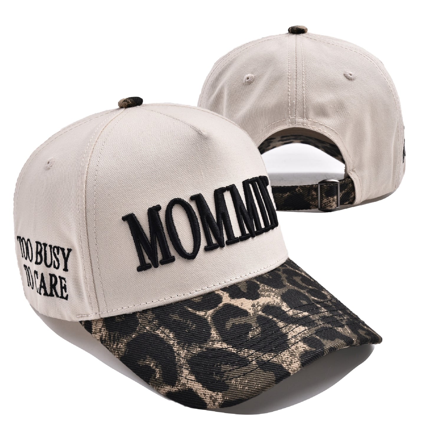 R1304 MOMMIN Embroidered Leopard Contrast Brim Baseball Cap
