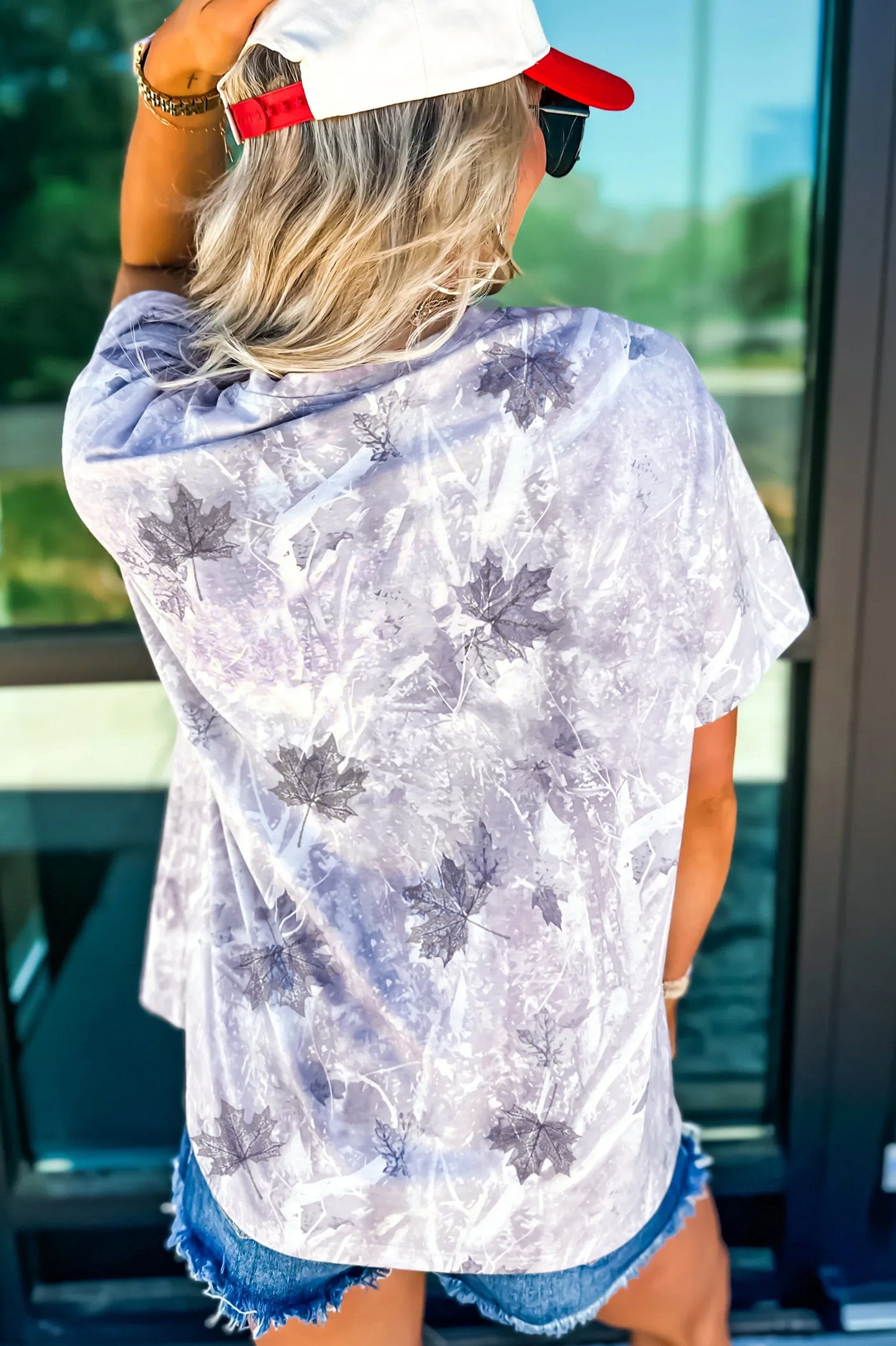 R1335 Camouflage Woodland Print Drop Shoulder Tunic Tee