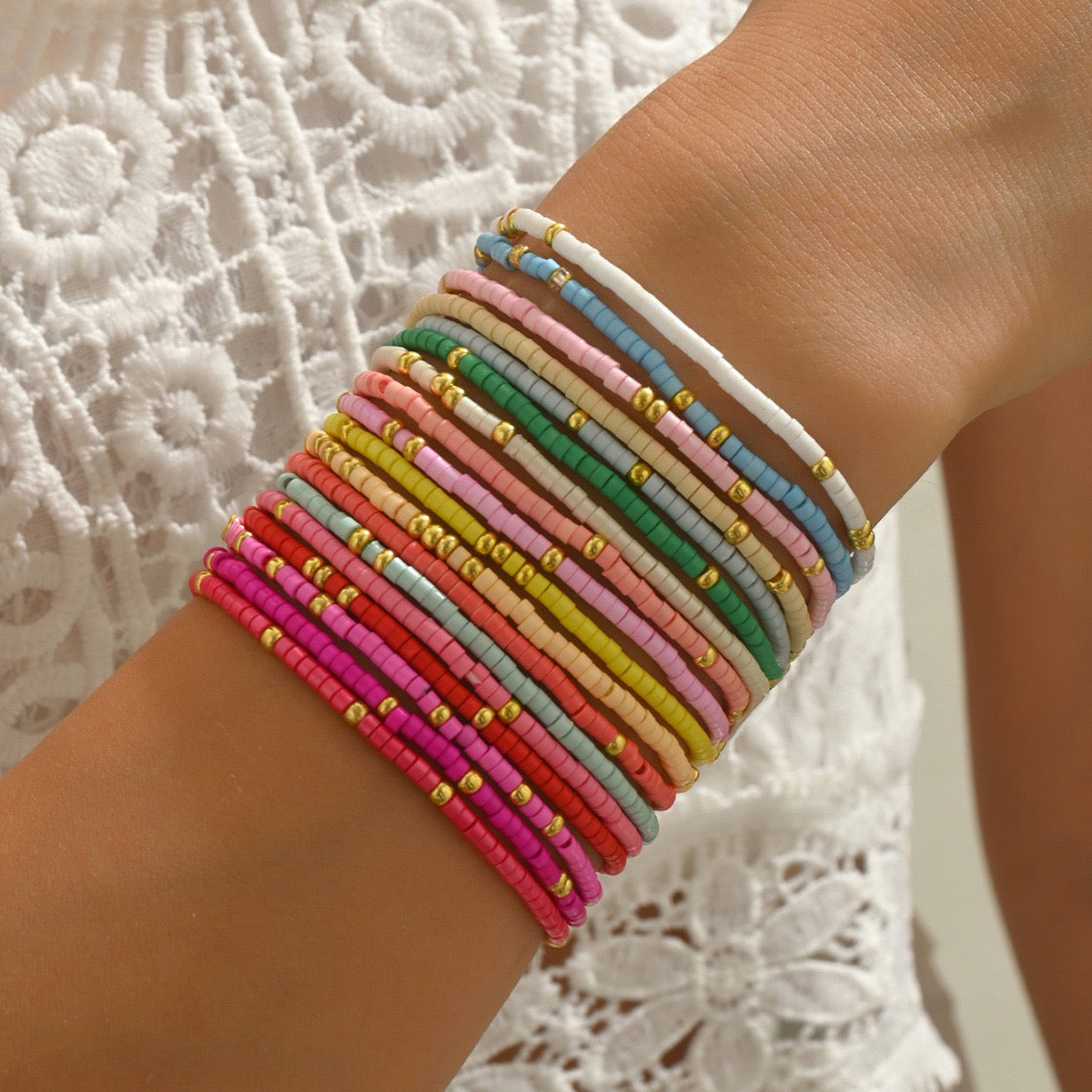 R1234 19pcs Boho Stretchy Bracelet Set