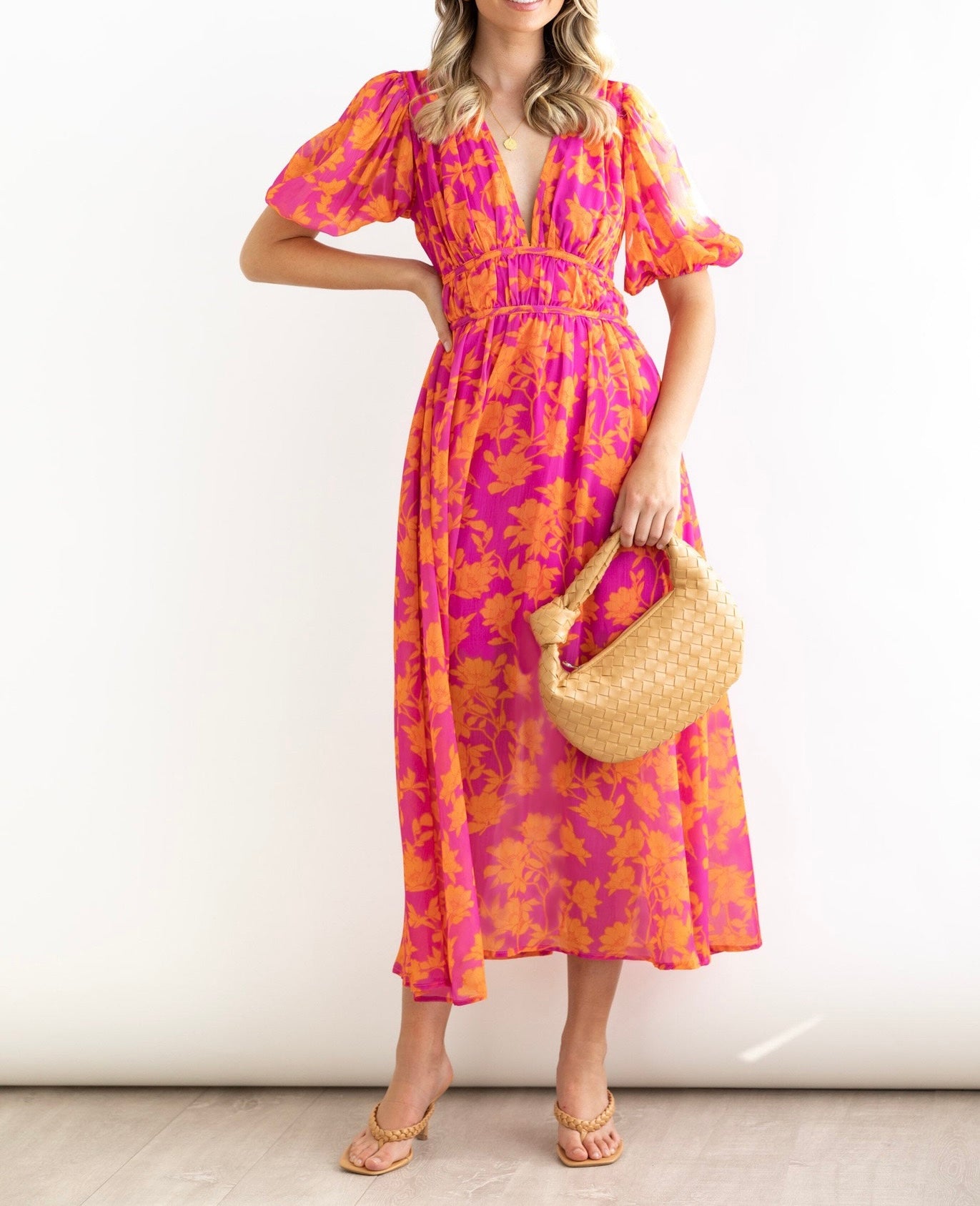 R1309 Summer Floral Print Long Dress