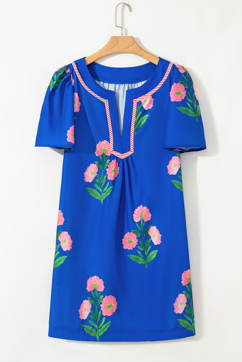R1258 Short Sleeve Floral Mini Dress