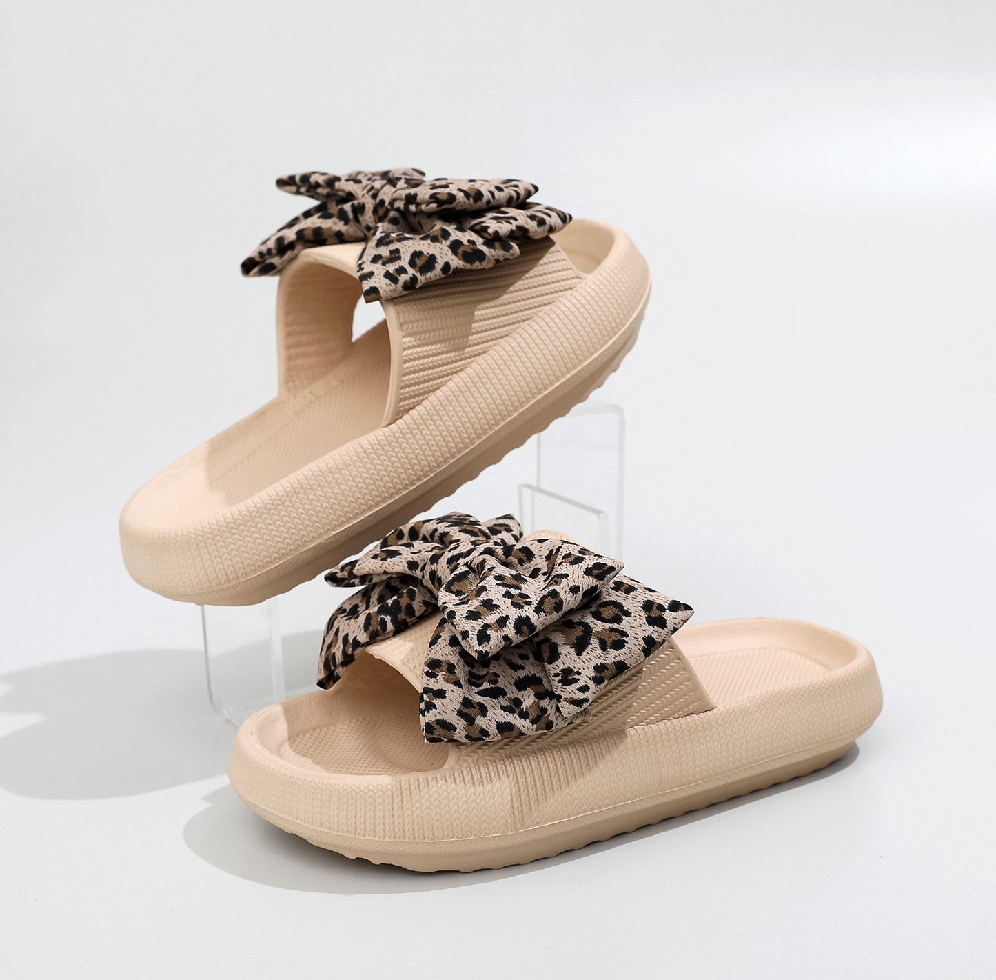 R1269 Leopard Bow Decor Slippers