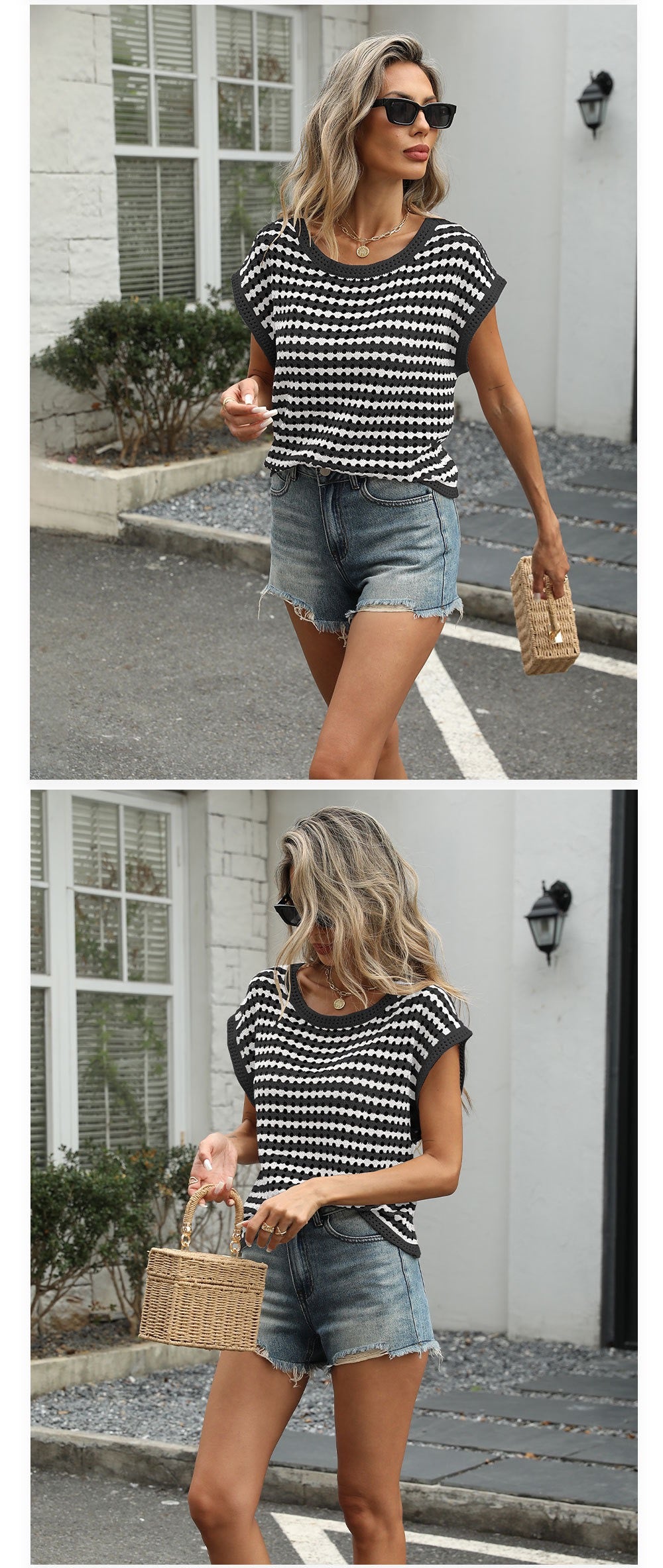 R1218 Short Sleeve Bat Sleeve Sweater Top