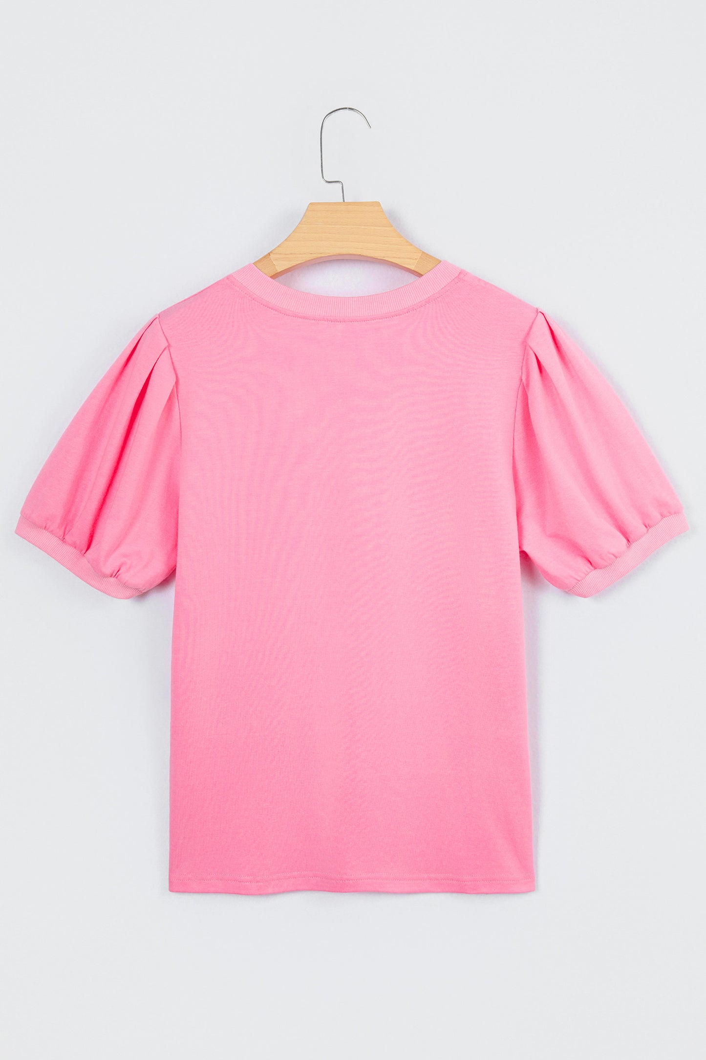 R1199 Pink Puff Sleeve Blouse