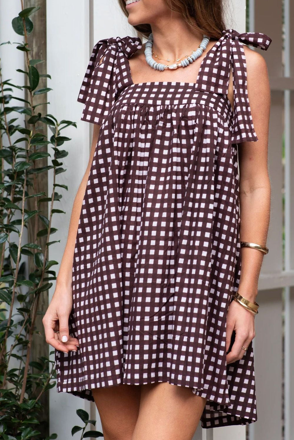 D5429 Floral Print Striped Patchwork Bow Knot Straps Mini Dress