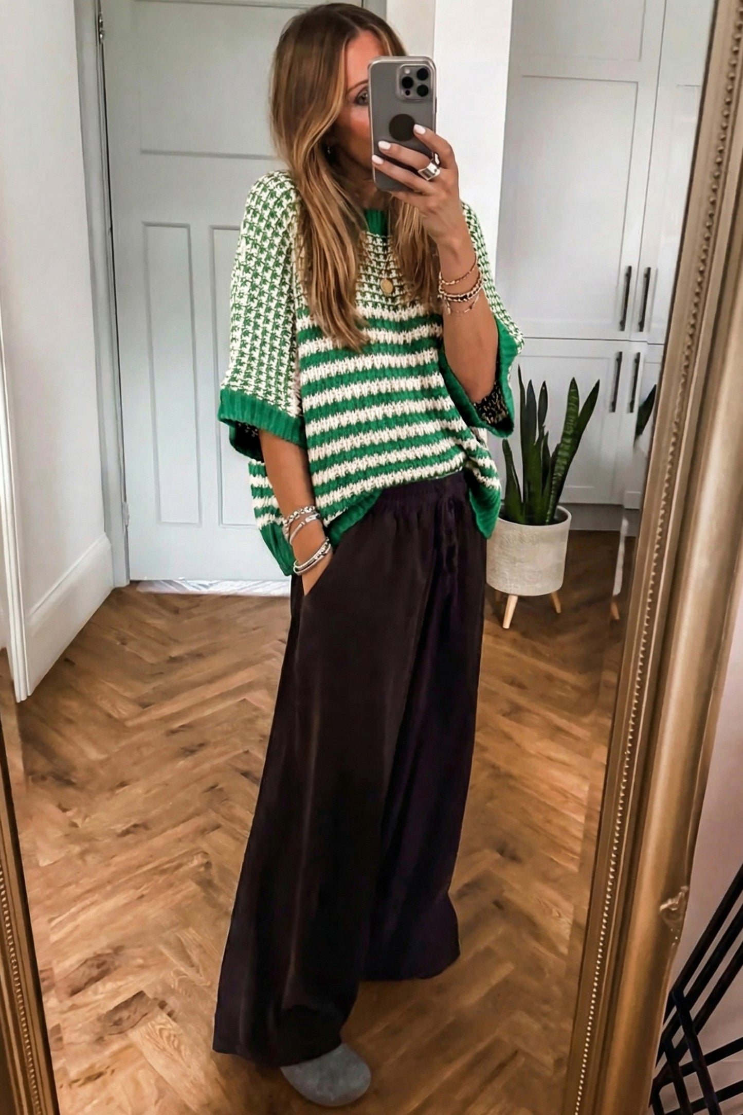 R1215 3/4 Draped Sleeve Slouchy Sweater