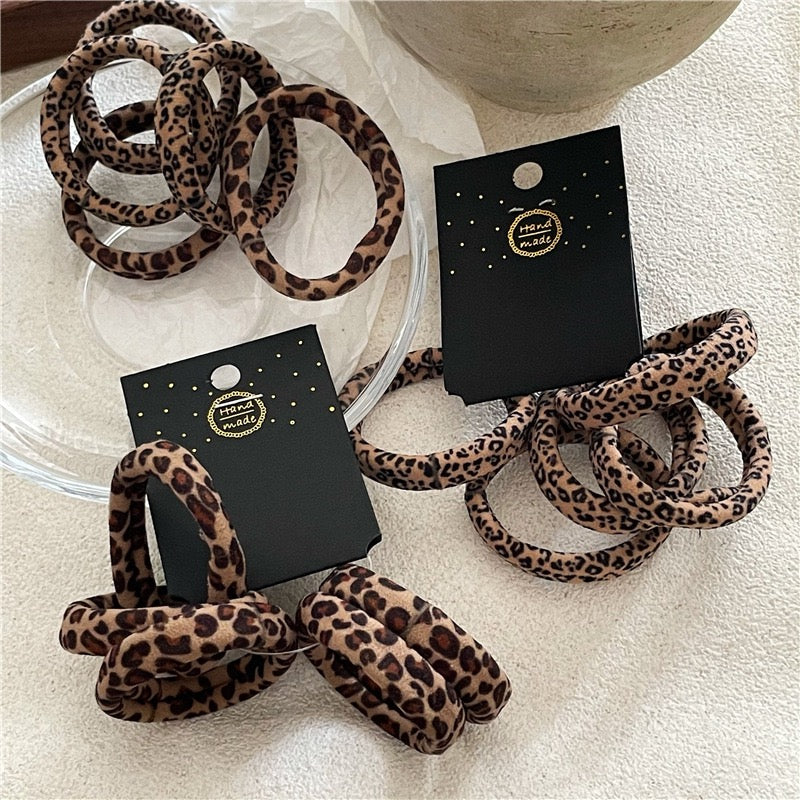 R1207 5pcs Leopard Elastic Hair Tie Set