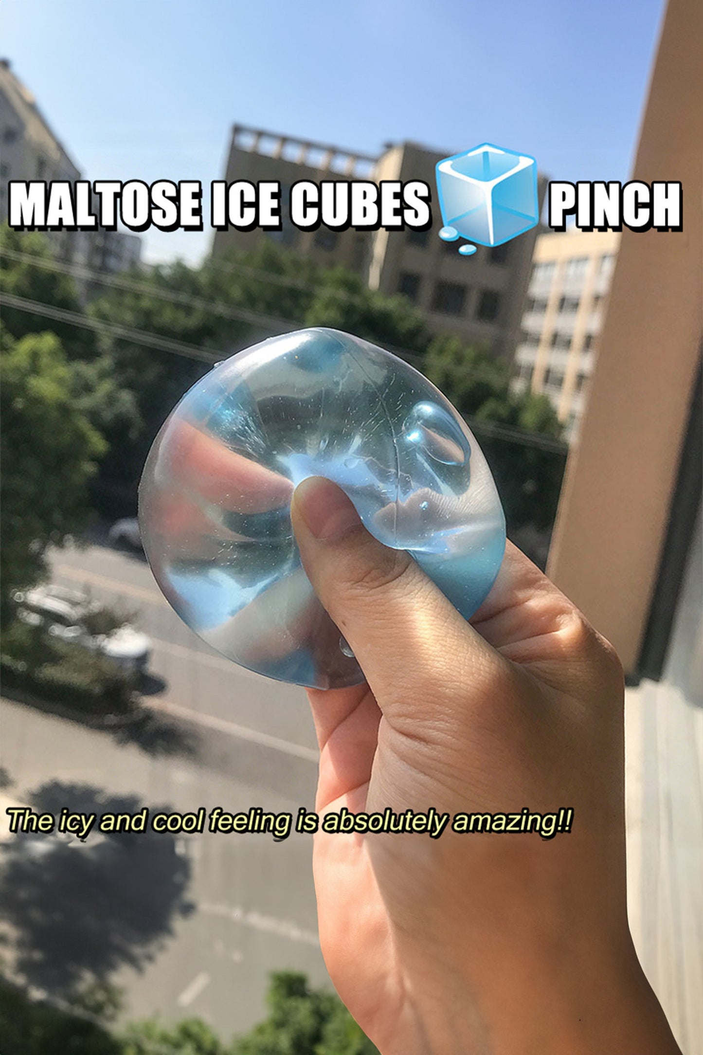 R1456 Light Blue Crystal Ice Cube Stress Relief Squeeze Decompression Toy