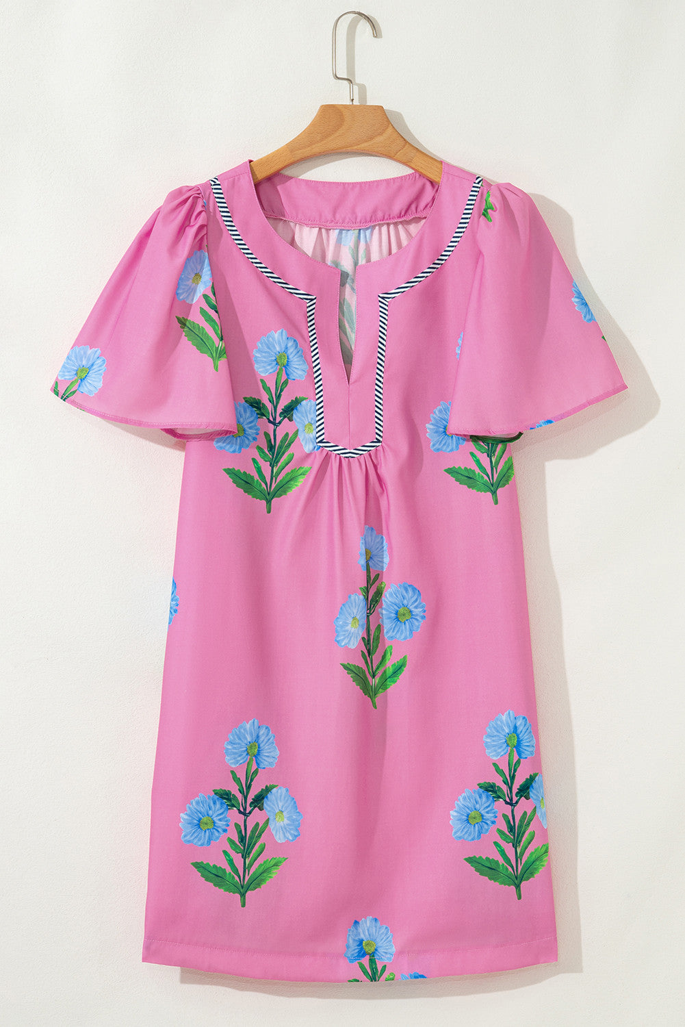 R1258 Short Sleeve Floral Mini Dress