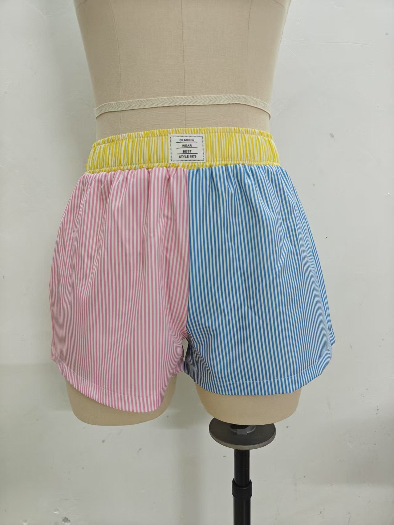 R1226 Stripe Patchwork Shorts Loose Casual Home Breathable Pajamas Pants