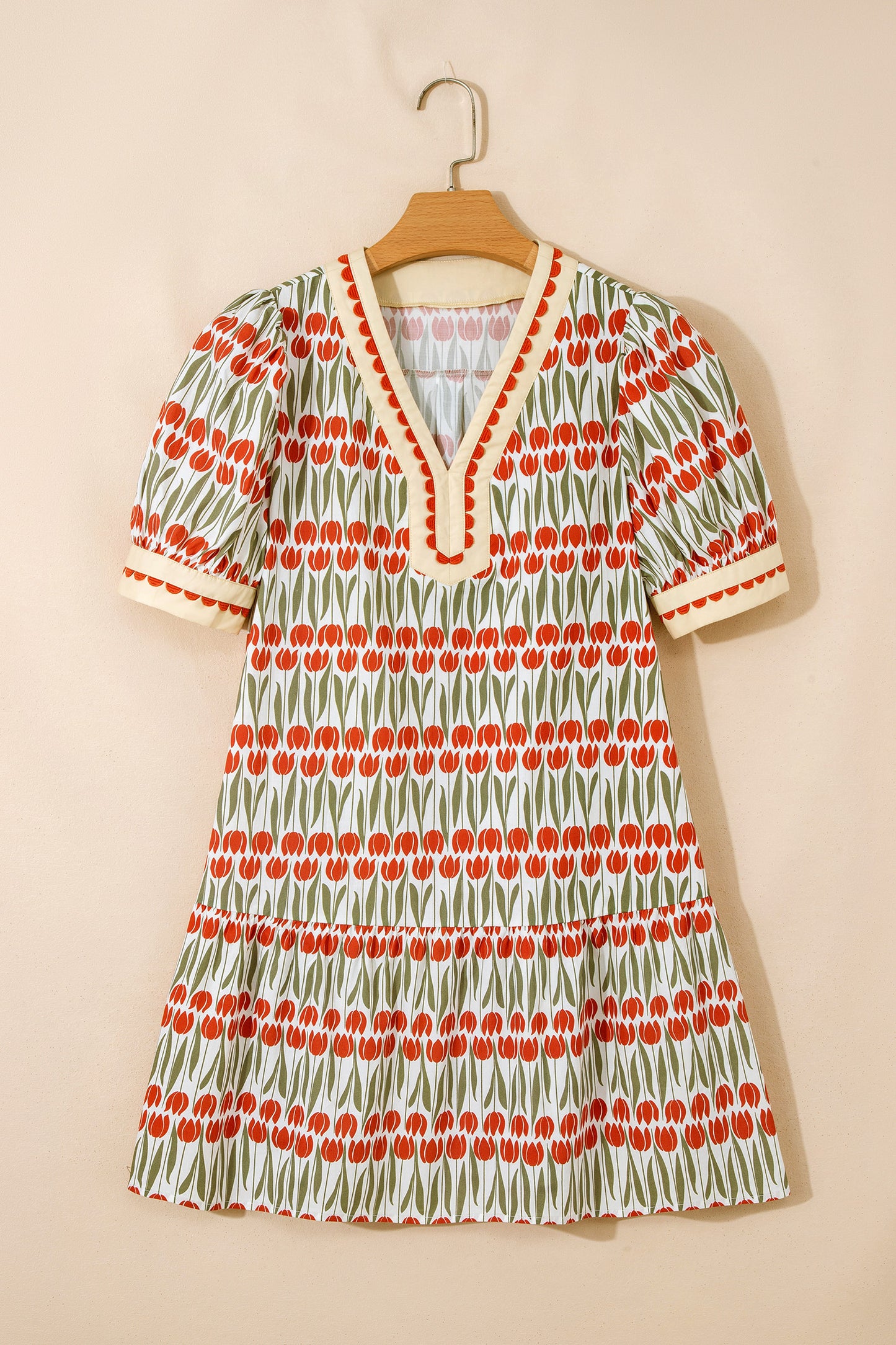 R1221 Puff Sleeve Floral Cotton Dress